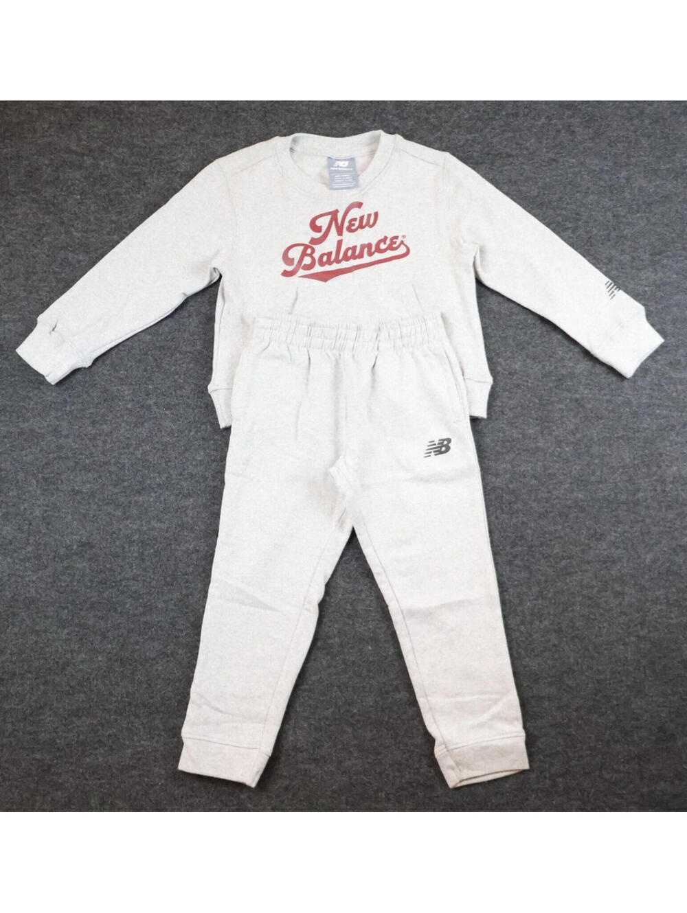New Balance Boys 2PC Fleece Set 24 Month Gray Sweatshirt Jogger Pants Logo NWT